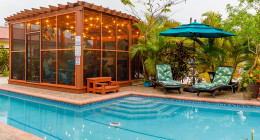 Fully screened gazebo and bar